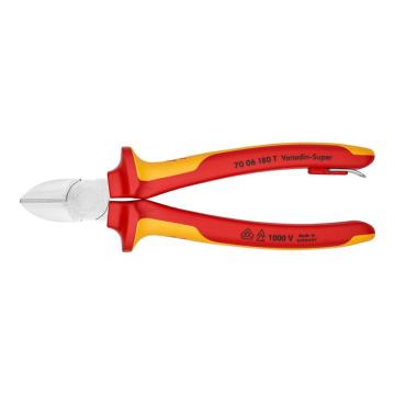 凯尼派克/KNIPEX 绝缘斜口钳（带安全绳扣），70 06 180 T 180mm 售卖规格：1把