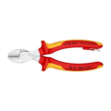 凯尼派克/KNIPEX X-Cut绝缘紧凑型斜口钳（带安全绳扣），73 06 160 T 160mm 售卖规格：1把