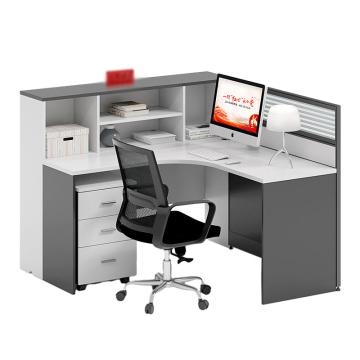 红心 L型单人屏风工位，HXP33A 板式职员桌含固定柜 1500*1400*1100mm 铁灰+白色 售卖规格：1张