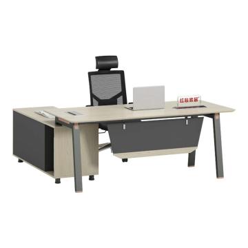 红心 板式小班桌，HXJJ-101 经理办公桌钢制脚 1600*1400*750mm 木色+铁灰 售卖规格：1张
