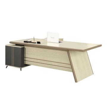 红心 办公桌轻奢大班台，HXJJ-105 领导办公桌经理桌 2400*1900*750mm 木色+铁灰 售卖规格：1张