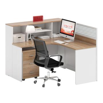 红心 L型单人屏风工位，HXP34A 板式职员桌含固定柜 1500*1400*1100mm 原木色+白色 售卖规格：1张