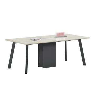红心 浅色长条会议桌，HXJJ-115 办公室开会桌子 2000*950*750mm 木色+铁灰 售卖规格：1张