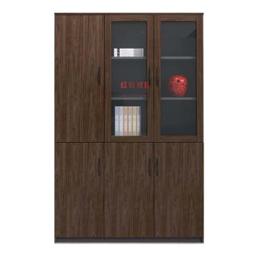 红心 板式左三门文件柜，hxjj-134 木质档案柜收纳柜 1200*400*2000mm 胡桃色 售卖规格：1个