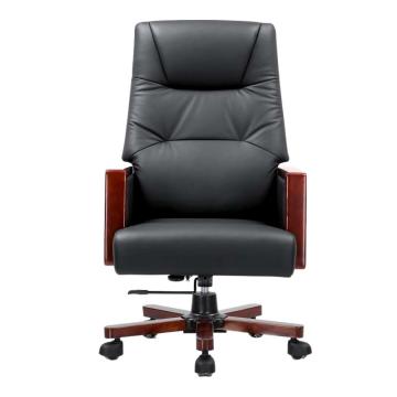 中芯 木质脚牛皮老板椅，QLZWY-24 大角度后仰班椅牛皮老板椅 660*760*1160/1220mm 黑色 售卖规格：1张