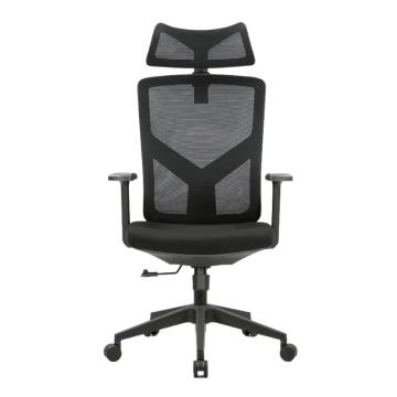 红心 办公网布职员椅，HXTY03 尼龙脚办公椅含头枕可后仰 660*620*1220/1260mm 黑色 售卖规格：1把