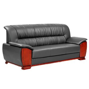 中芯 木质脚西皮沙发，QLZX76 中式西皮沙发商务接待三人位 2050*880*880 黑色 售卖规格：1张