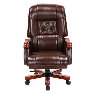 中芯 木质脚西皮老板椅，QLZX129 西皮可躺老板椅 700*800*1140/1180mm 棕色 售卖规格：1张