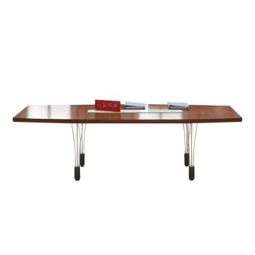 红心 会议桌长条桌，HXHYQ53 钢架长条桌会议室接待洽谈桌 2400*1200*760mm 红棕色 售卖规格：1张