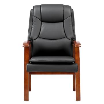 中芯 木质脚牛皮班前椅，QLZWY-26 经理椅舒适牛皮班前椅 650*760*1100mm 黑色 售卖规格：1张