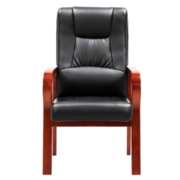 中芯 木质脚西皮班前椅，QLZX119 木质脚西皮办公会议椅 620*700*1105mm 黑色 售卖规格：1张