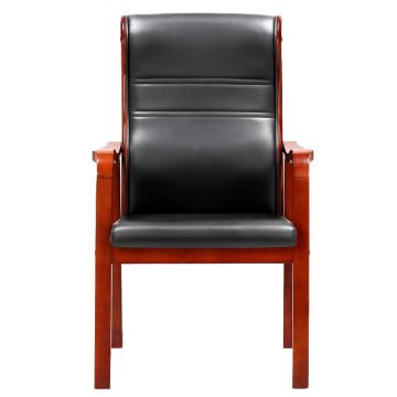 中芯 木质脚西皮班前椅，QLZX123 会议洽谈椅西皮四脚椅 625*670*1040mm 黑色 售卖规格：1张