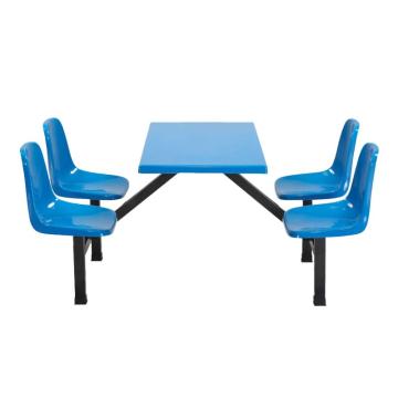 中芯 四人位餐桌，QLZX79 连体四人位食堂餐桌椅 1660*1080*775mm 蓝色 售卖规格：1套