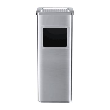 科力邦 不锈钢方形垃圾桶 立式带烟灰缸垃圾箱，KB1022 本色 售卖规格：1个