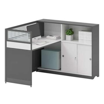 中芯 板式办公桌含固定柜，HZXYZ-49 L型单人位电脑桌含柜 1500*1400*1100mm 灰色 售卖规格：1张