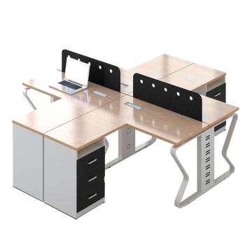 中芯 板式办公桌含固定柜，ZXBSZ-11 两人位十字型型职员办公桌 2400*2400*750mm 白色 售卖规格：1张