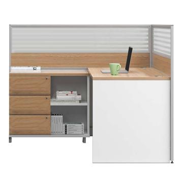中芯 板式办公桌含固定柜，ZXLH-117 单人位板式L型屏风工位 1400*1400*1200mm 白色 售卖规格：1张