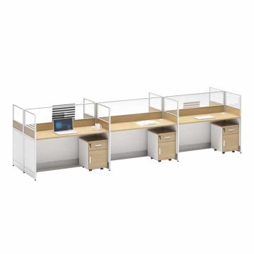 中芯 板式办公桌含活动柜，ZXLH-137 原木色六人位屏风卡座 3600*1200*1100mm 白色 售卖规格：1张