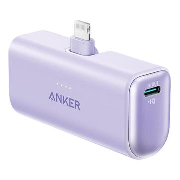 安克/Anker 移动电源，A16536V1 5000mAh 适配iPhone15华为mate60Pro迷你自带线 紫色C口 售卖规格：1个