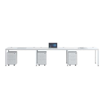 中芯 板式办公桌含活动柜，ZXLH-125 三人位职员桌白色带活动柜 3600*600*750mm 白色 售卖规格：1张