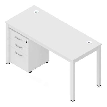 中芯 板式办公桌含活动柜，ZXLH-123 单人位职员桌白色带活动柜 1200*600*750mm 白色 售卖规格：1张