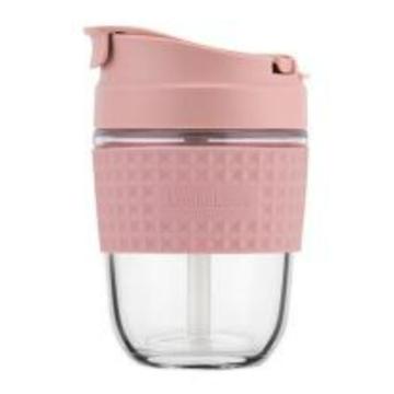 乐扣乐扣/LOCK&LOCK 啵啵杯，LLG613PIK 玻璃水杯夏季带吸管简约便携咖啡杯 350ml粉色 售卖规格：1个