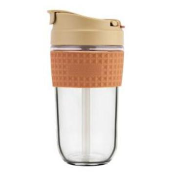 乐扣乐扣/LOCK&LOCK 啵啵杯，LLG614BRW 玻璃水杯夏季带吸管简约便携咖啡杯 500ml 棕色 售卖规格：1个