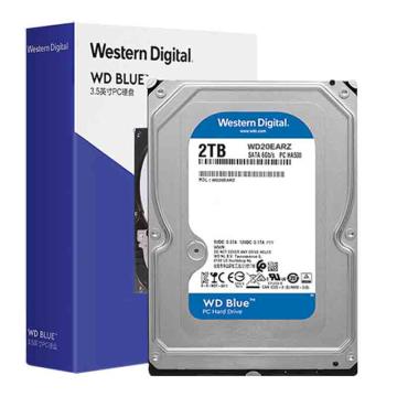 西部数据/WD 机械硬盘，WD20EARZ 蓝盘 2TB 5400转 64MB SATA CMR 售卖规格：1个