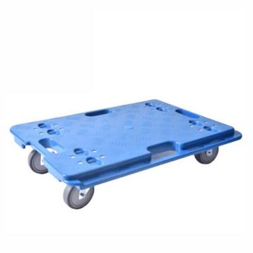 谦格 塑料可拼接式方型万向轮搬运托盘乌龟平板推车，蓝PCW12带刹,4寸橡胶轮,72*48cm,承200kg 售卖规格：1个