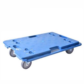 谦格 塑料可拼接式方型万向轮搬运托盘乌龟平板推车，蓝PCW10带刹,4寸橡胶轮,72*48cm,承200kg 售卖规格：1个