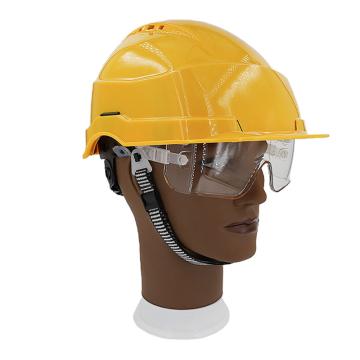 Raxwell ABS安全帽，内置护目镜（PC镜片），一套/袋，RW5153 黄色 售卖规格：1套