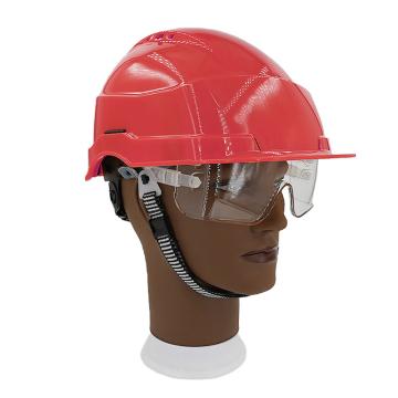 Raxwell ABS安全帽，内置护目镜（PC镜片），一套/袋，RW5150 红色 售卖规格：1套