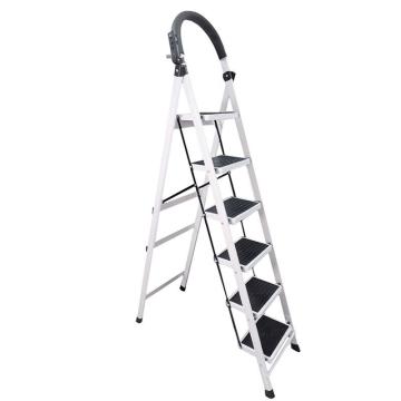 链工 人字梯，3/19-bs6bt 白色碳钢折叠6步梯，塔板数：6，额定载荷（kg）：100  人字高度（mm）：1830 售卖规格：1个