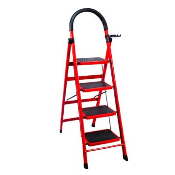 链工 人字梯，3/19-hs4bt 红色碳钢折叠4步梯，塔板数：6，额定载荷（kg）：100  人字高度（mm）：1830 售卖规格：1个