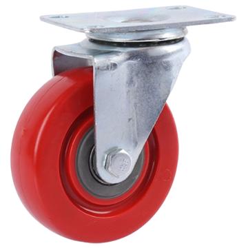 海斯迪克 PVC红色单配脚轮，HKZ-20 4寸转向轮 海斯迪克 PVC万向脚轮 红色货架手推车轱辘工业轮子（2个起售） 售卖规格：1个