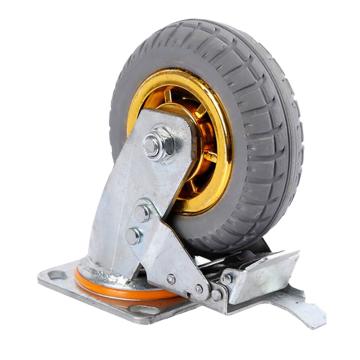 海斯迪克 高弹力轻音脚轮，HK-534 4寸刹车脚轮 转向带刹车轮 工业重型平板车手推车轮橡胶轮 售卖规格：1个