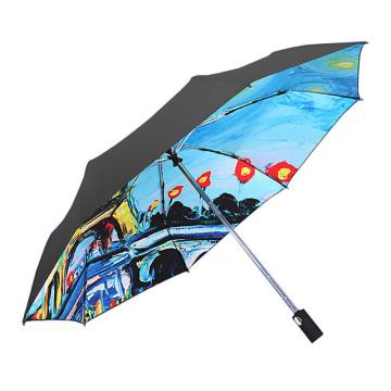 天堂伞 自动伞55cm*8骨安全自开收黑胶晴雨伞遮阳伞太阳伞，巴黎地标内 售卖规格：1把
