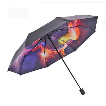天堂伞 三折叠晴雨伞55cm*8骨全遮光黑胶防晒太阳伞遮阳伞，梦幻银河 售卖规格：1把