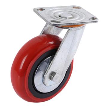 海斯迪克 塑芯韩式脚轮红色，HK-5023 6寸万向轮 聚氨酯PU脚轮平板车轮 售卖规格：1个