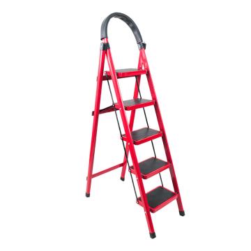 海斯迪克 加厚红色人字梯折叠梯，HKCL-165 五步梯 工程登高梯储物货梯子 售卖规格：1个