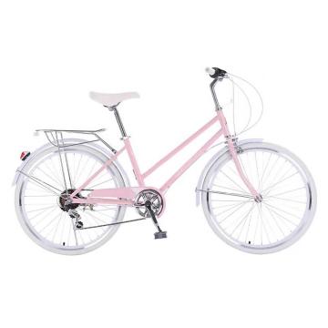 凤凰 女士自行车，小清新 粉 24寸 碳钢车架 铝合金轮圈 售卖规格：1辆