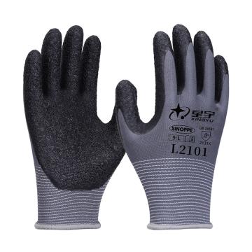 星宇 13针涤纶乳胶核桃纹防滑手套，L2101，M 天然乳胶涂层 售卖规格：1副