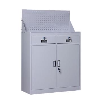 京图尚冠 二抽带挂板工具柜，JG221 900×400×1370mm,灰白色 售卖规格：1台