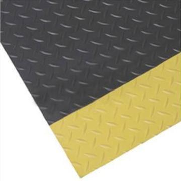 力九和 耐用型铁板纹抗疲劳地垫，黑色+黄边，0.6m*0.9m*12mm(宽x长x厚） 售卖规格：1片