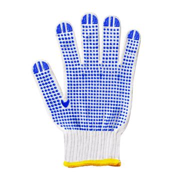 易美丽诺 点珠耐磨防滑手套，DJ001 600g，白纱单面+蓝色点胶，均码 售卖规格：1双