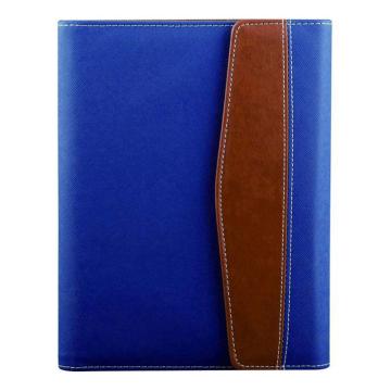 史泰博 三折磁性搭扣活页笔记本，1100013099 蓝色和咖啡色拼接款 25K/80页 售卖规格：1本