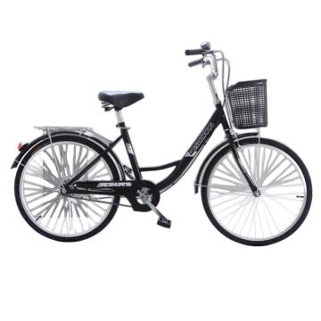 谦格 碳钢成人轻便带篮双V刹公路脚踏人力自行单车，黑JC-26寸标准胎 适用身高150-185cm 售卖规格：1个