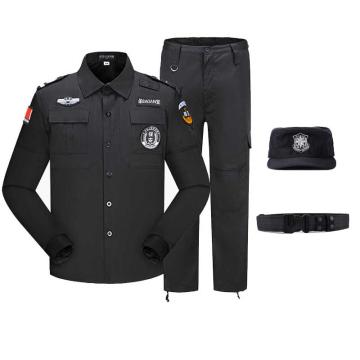 英格杰家 夏季长袖保安工作执勤服，ZXF004，黑色 贴标+腰带+帽，160-195（下单备注尺码，印制需咨询） 售卖规格：1套