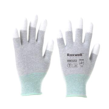 Raxwell 防静电手套，RW2455 13针碳纤维指浸PU工作手套，XL码，10副/包 售卖规格：10付/包
