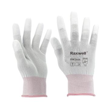 Raxwell 尼龙针织PU工作手套(指浸)，RW2447 13针，XL码，10副/包 售卖规格：10付/包